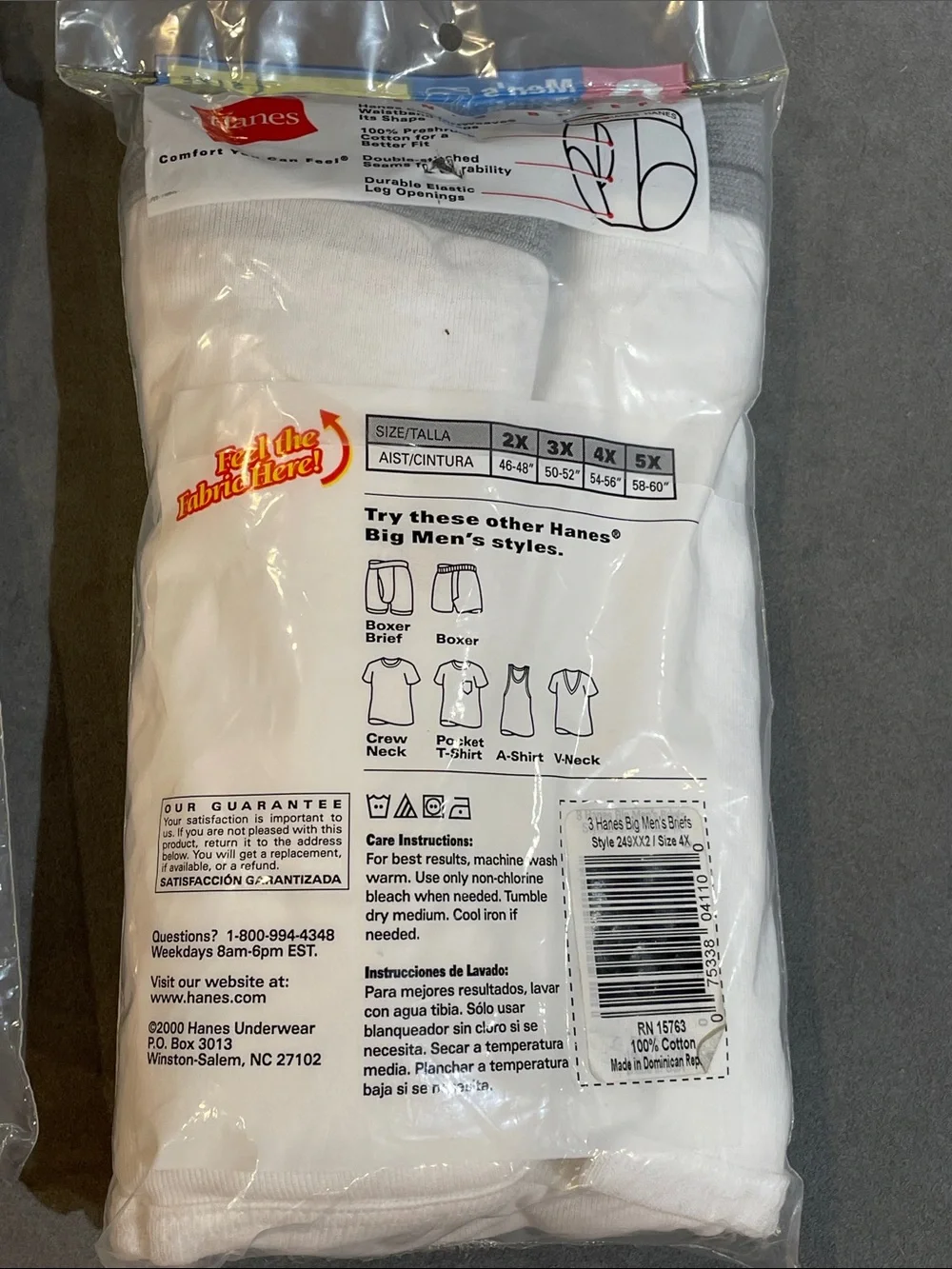 NEW Hanes 4XL Men’s Cotton Briefs Underwear 3 Pkgs of 3 = 9 Pair Total Sealed